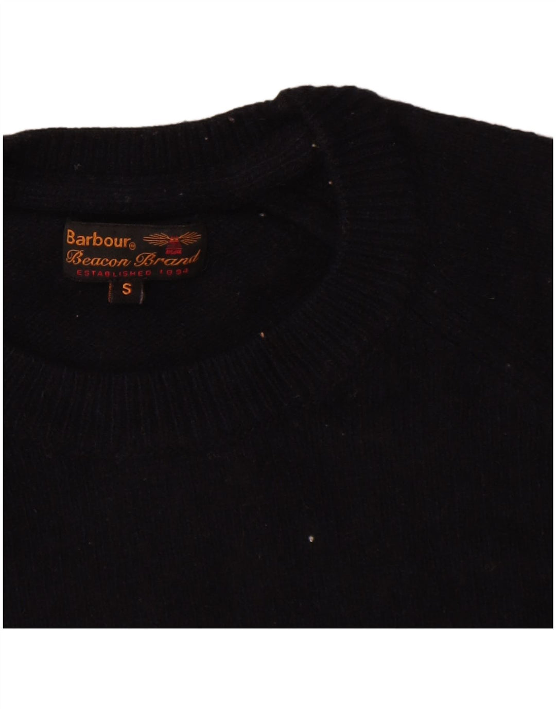 Barbour Pull à col rond pour homme Petite laine bleu marine
