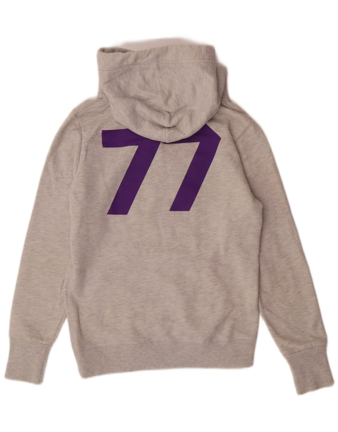 Superdry Pull à capuche graphique pour femme UK 12 Gris moyen Coton