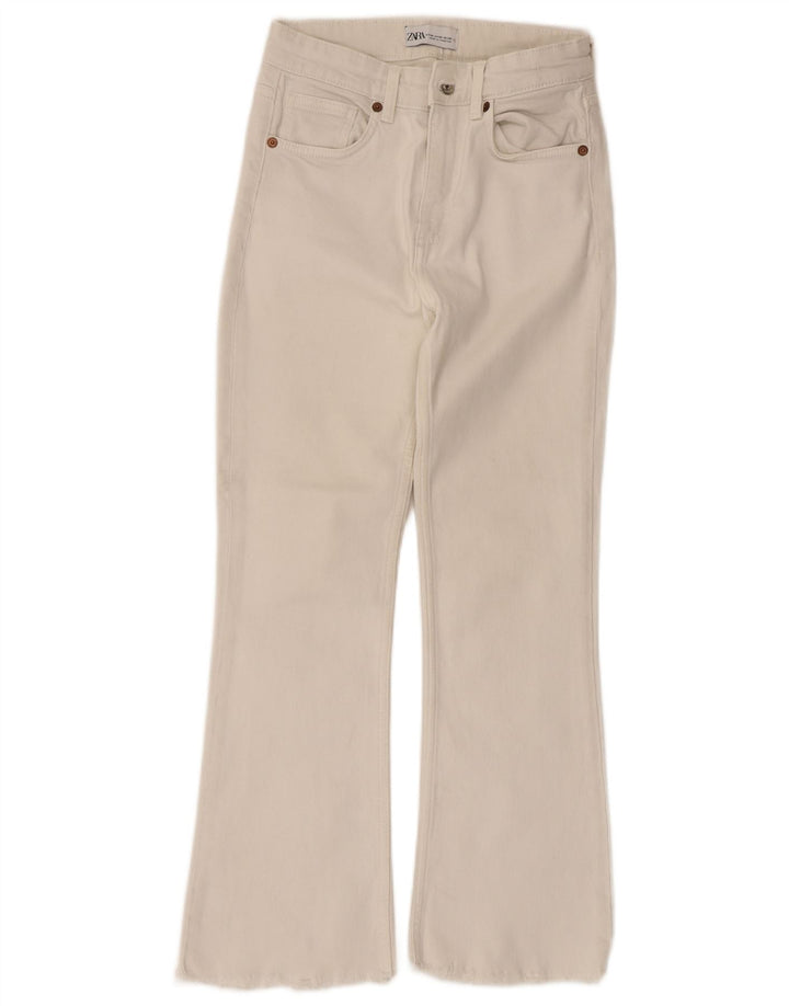 Zara Jean évasé femme EU 36 XS W26 L25 coton blanc