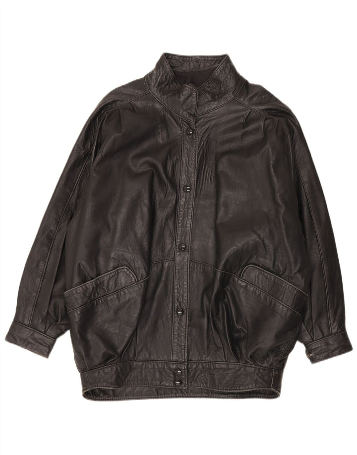 Veste en cuir femme vintage UK 20 2XL Cuir noir