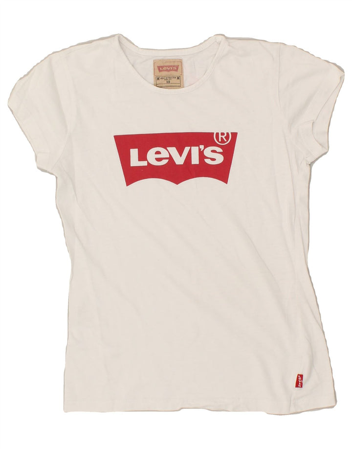 LEVI'S Girls Graphic T-Shirt Top 11-12 Years White Cotton | Vintage Levi's | Thrift | Second-Hand Levi's | Used Clothing | Messina Hembry 