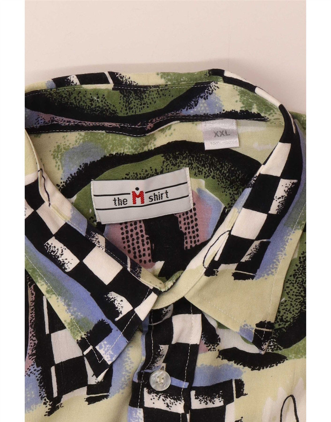 Chemise à manches courtes homme Vintage 2XL Viscose géométrique multicolore