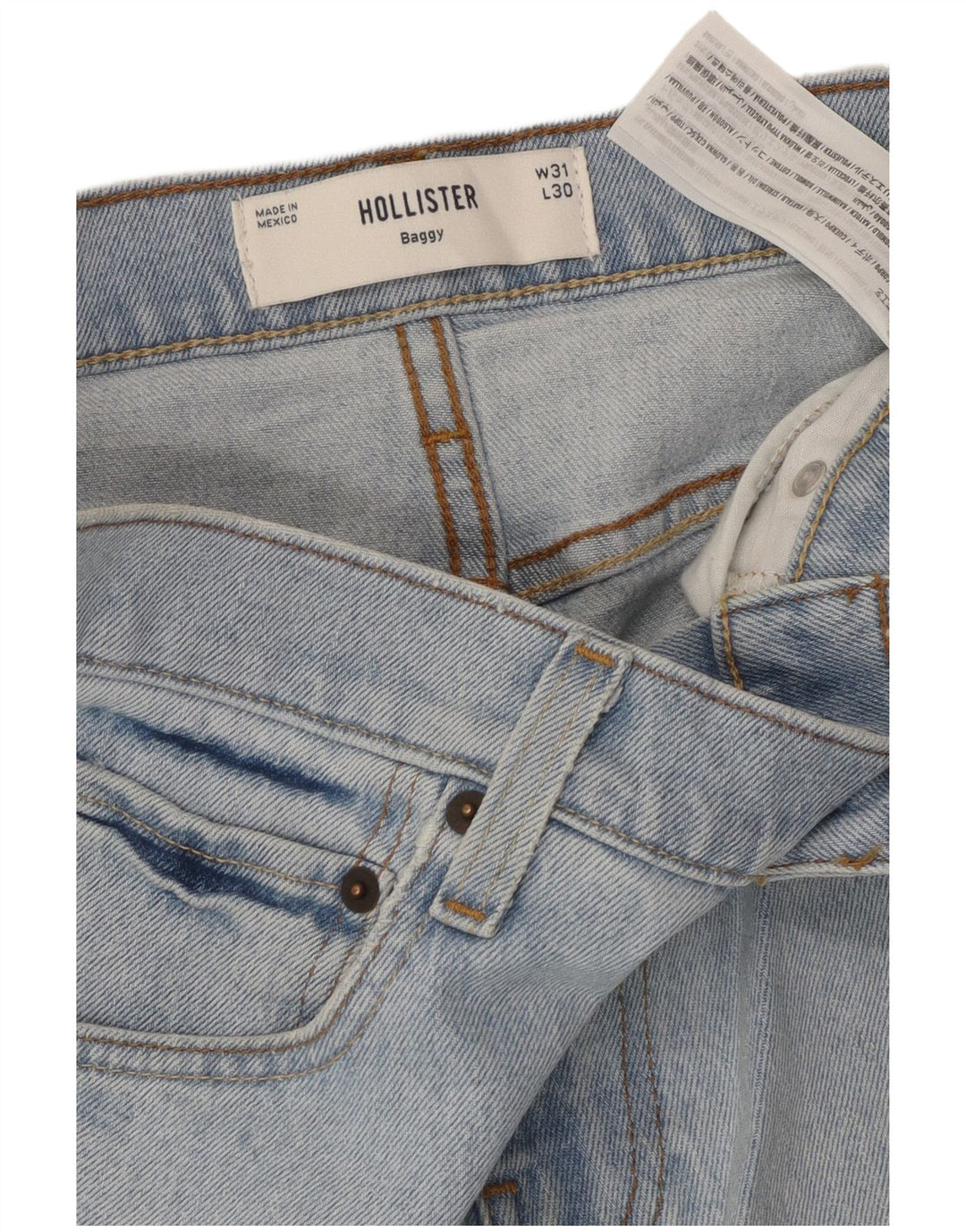 HOLLISTER Jean Baggy Loose Homme W31 L30 Bleu Coton