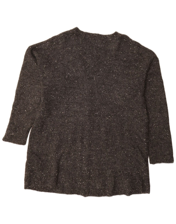 ZARA Womens Longline Cardigan Sweater UK 16 Large Grey Flecked Acrylic