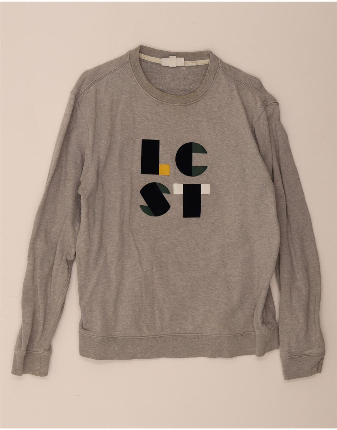 Lacoste Mens Graphic Sweatshirt Jumper Taille 5 Grand Coton Gris