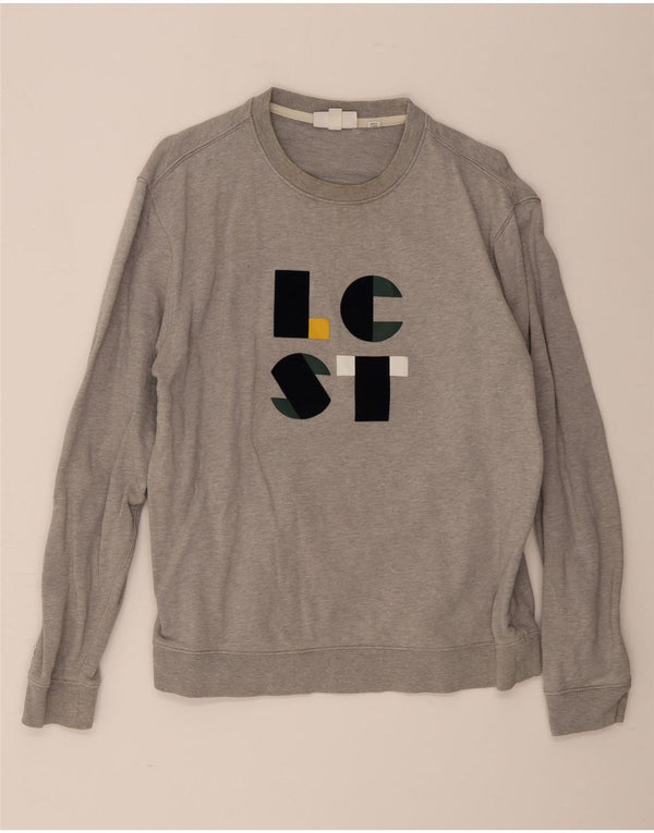 Lacoste Mens Graphic Sweatshirt Jumper Taille 5 Grand Coton Gris