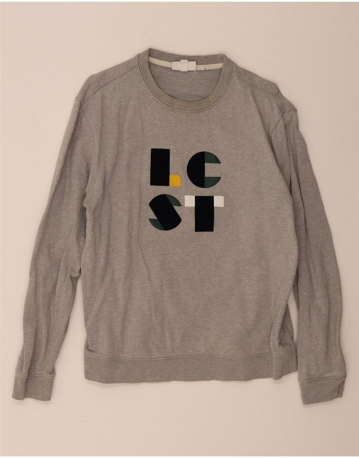 Lacoste Mens Graphic Sweatshirt Jumper Taille 5 Grand Coton Gris