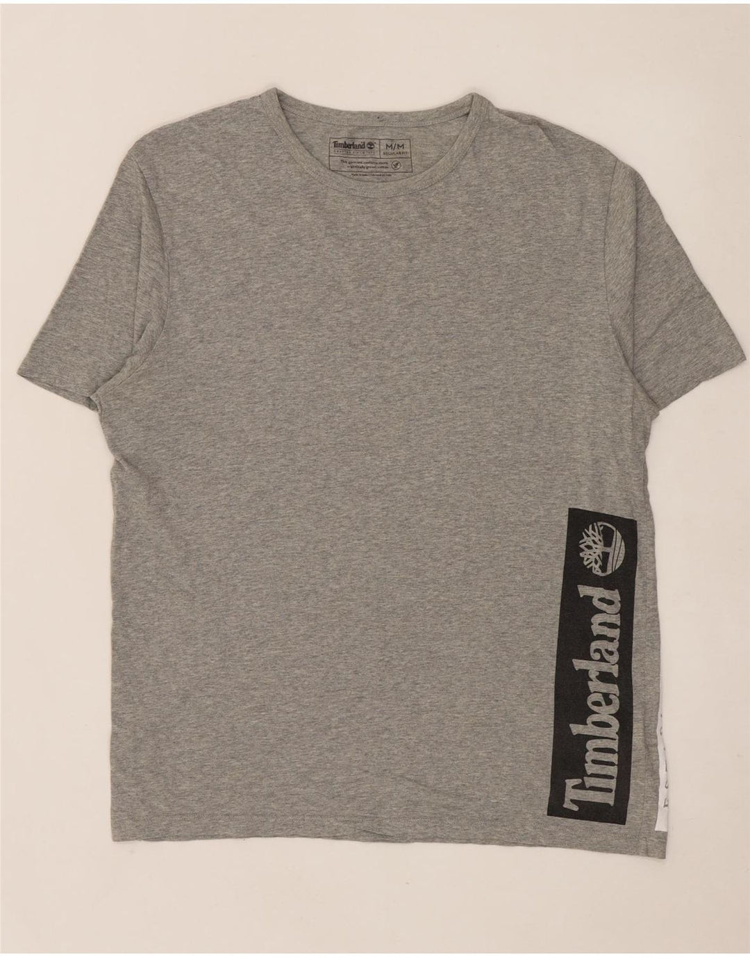 TIMBERLAND T-Shirt Regular Fit Graphique Homme Gris Moyen Moucheté Coton
