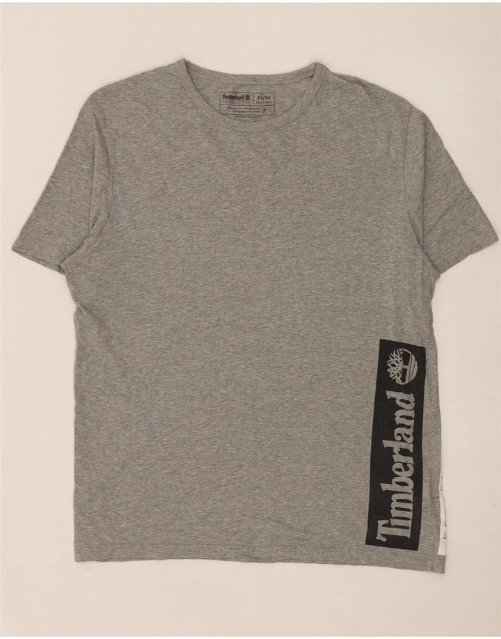 TIMBERLAND T-Shirt Regular Fit Graphique Homme Gris Moyen Moucheté Coton