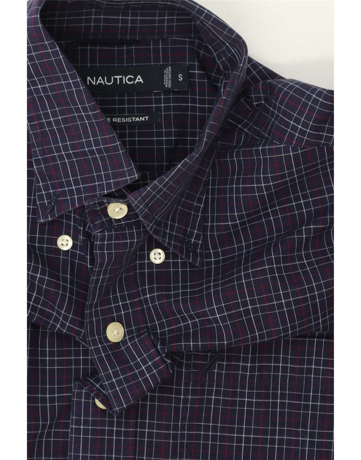 Nautica Chemise Homme Petit Carreau Bleu Marine Coton