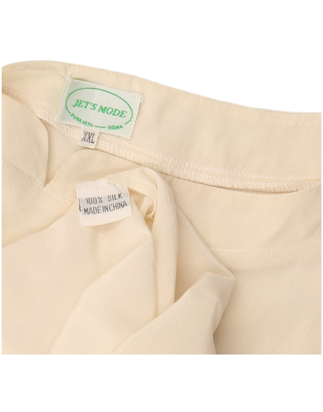 VINTAGE Femmes Crop Sans Manches Blouse Top UK 20 2XL Off White Silk