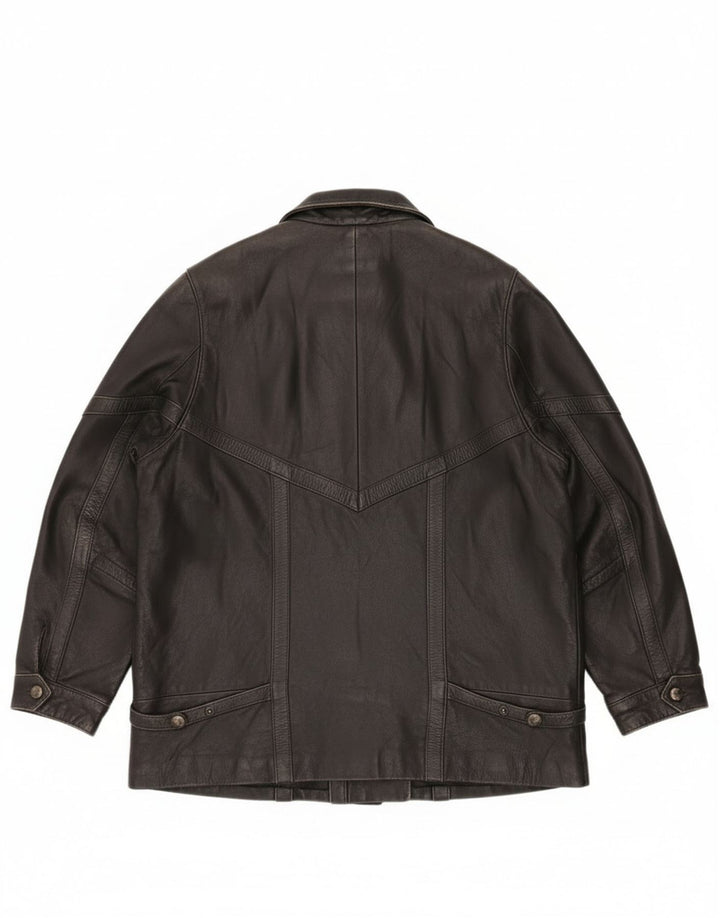 veste en cuir surdimensionnée femme vintage EU 46 XL Cuir noir