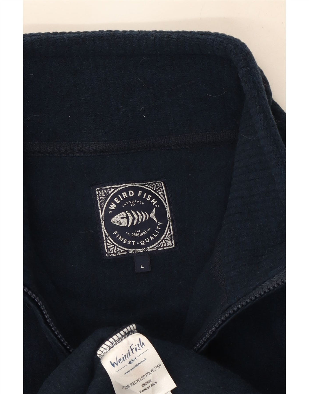Weird Fish Pull à col zippé pour homme en polyester bleu marine