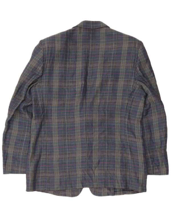 Principes Veste blazer à 2 boutons pour homme UK 40 Grand bleu marine à carreaux en lin