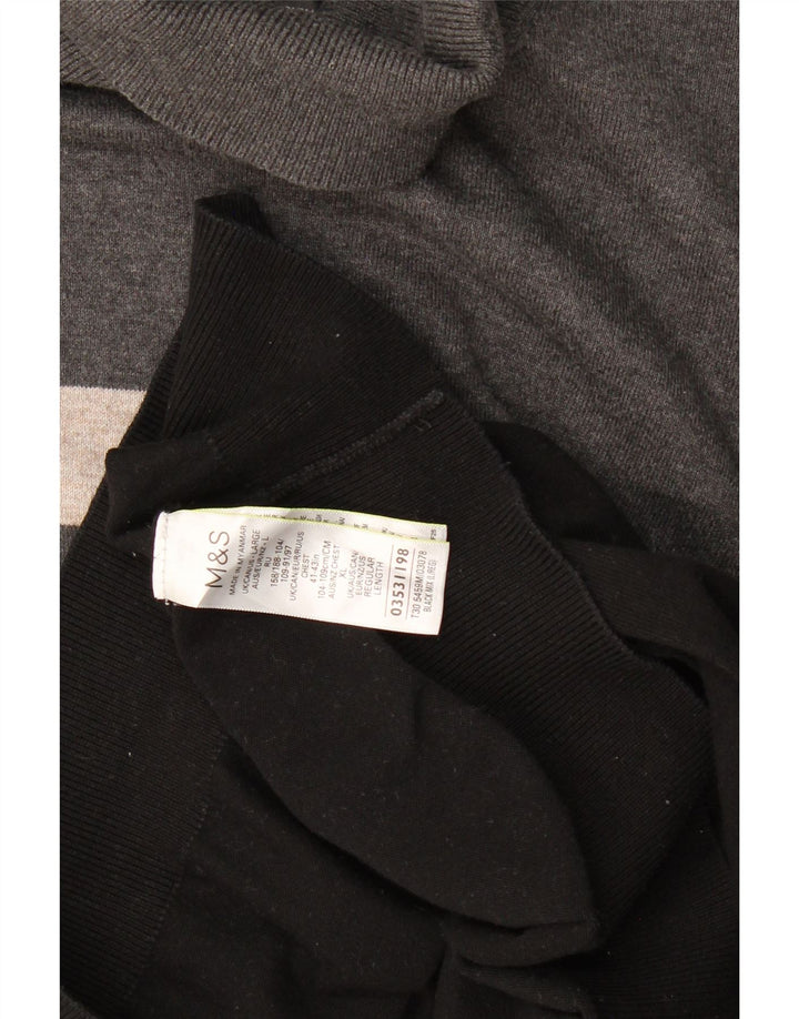 Marks & Spencer Pull col roulé pour homme Large Noir Colorblock