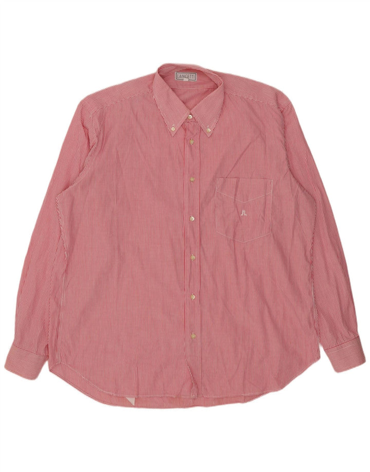 LANCETTI Chemise Homme Taille 43 17 XL Rouge Pinstripe