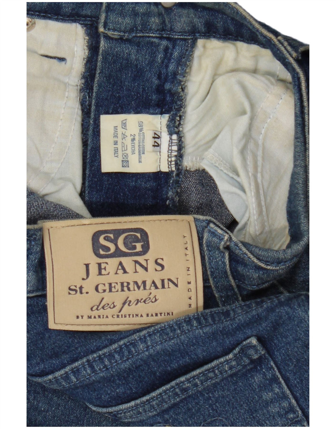 St. Germain Jean Fuselé Femme IT 44 Moyen W27 L29 Coton Bleu