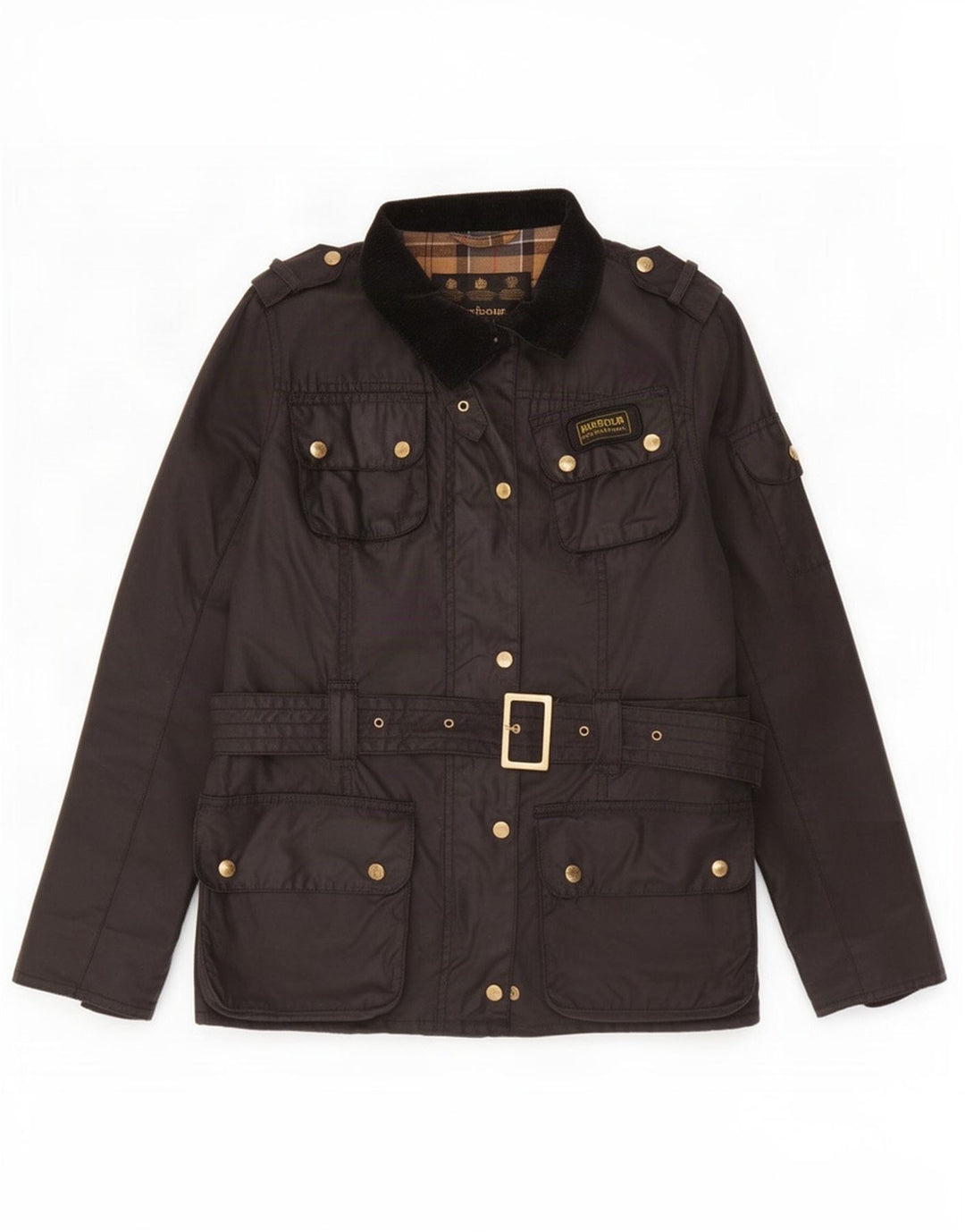 Barbour Veste en coton ciré pour femme UK 14 Large Noir