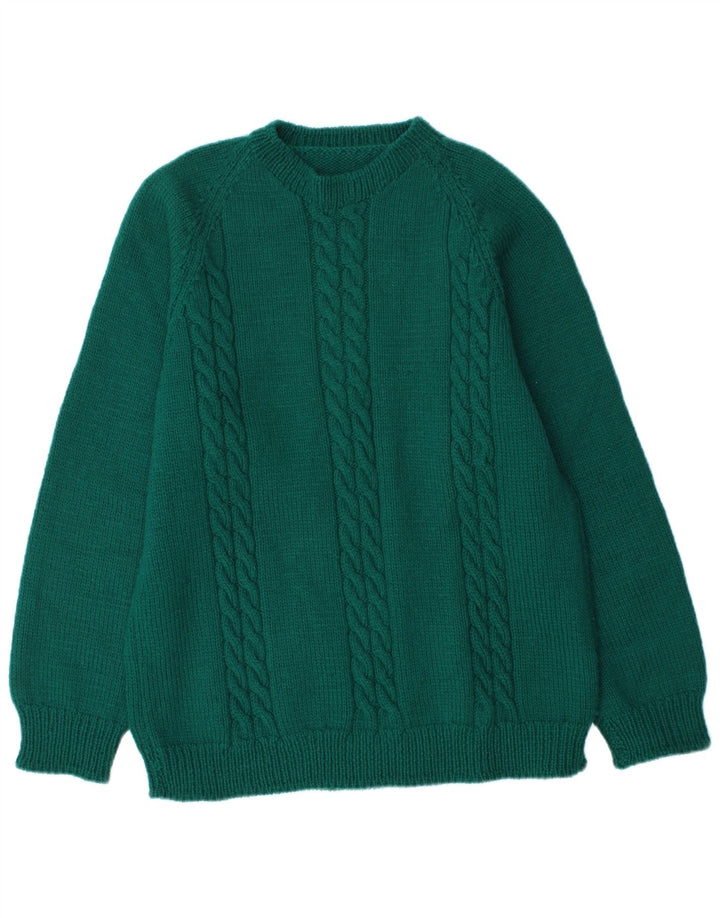 vintage Mens Crew Neck Jumper Pull Vert Moyen