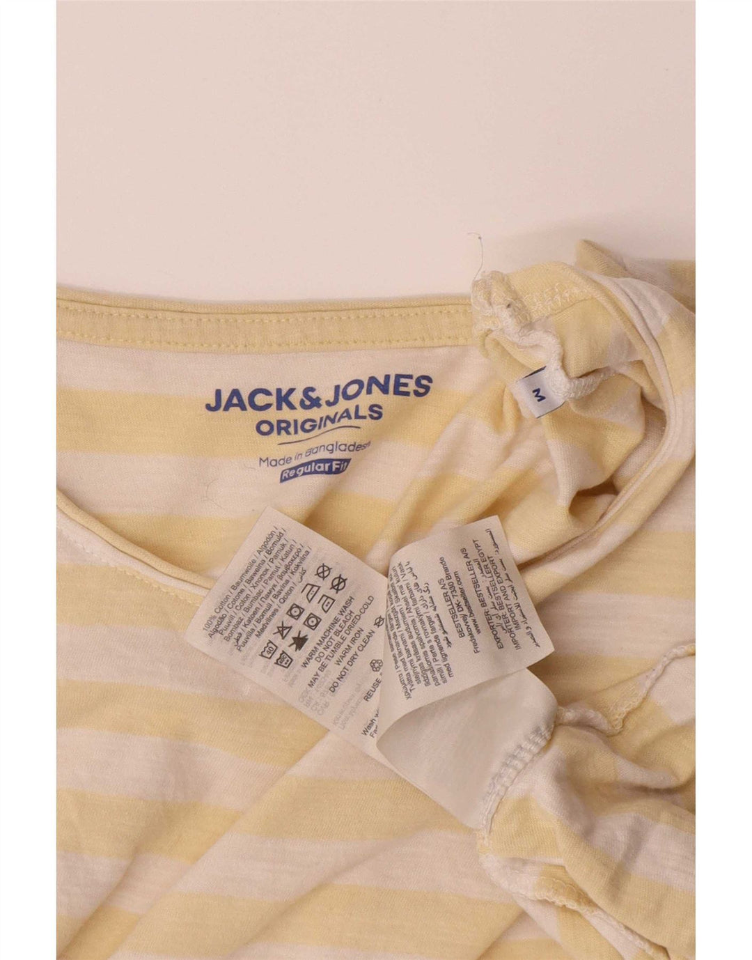 Jack & Jones T-Shirt Top Coton Rayé Jaune Moyen Homme