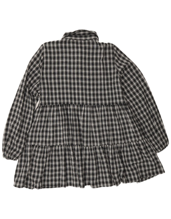 Zara Robe à manches longues pour femme UK 12 Bleu marine moyen à carreaux