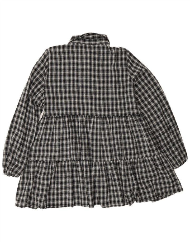 Zara Robe à manches longues pour femme UK 12 Bleu marine moyen à carreaux
