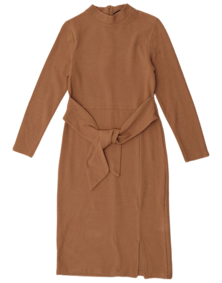 Marks & Spencer Robe pull à manches longues pour femme UK 8 Small Beige Polyester