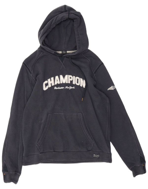 Champion Pull à capuche graphique pour femme UK 16 Large Bleu marine Coton