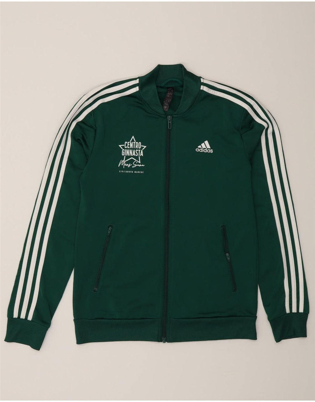 Adidas Veste de survêtement graphique pour femme UK 8/10 Petit Vert Polyester