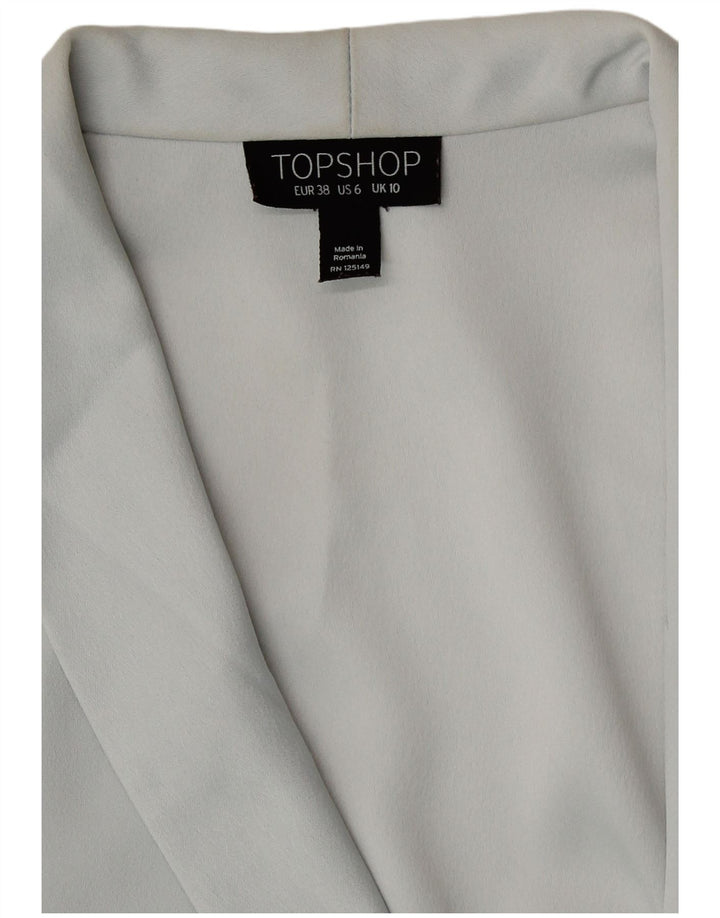Topshop Veste Blazer Double Boutonnage Femme UK 10 Petit Gris Polyester