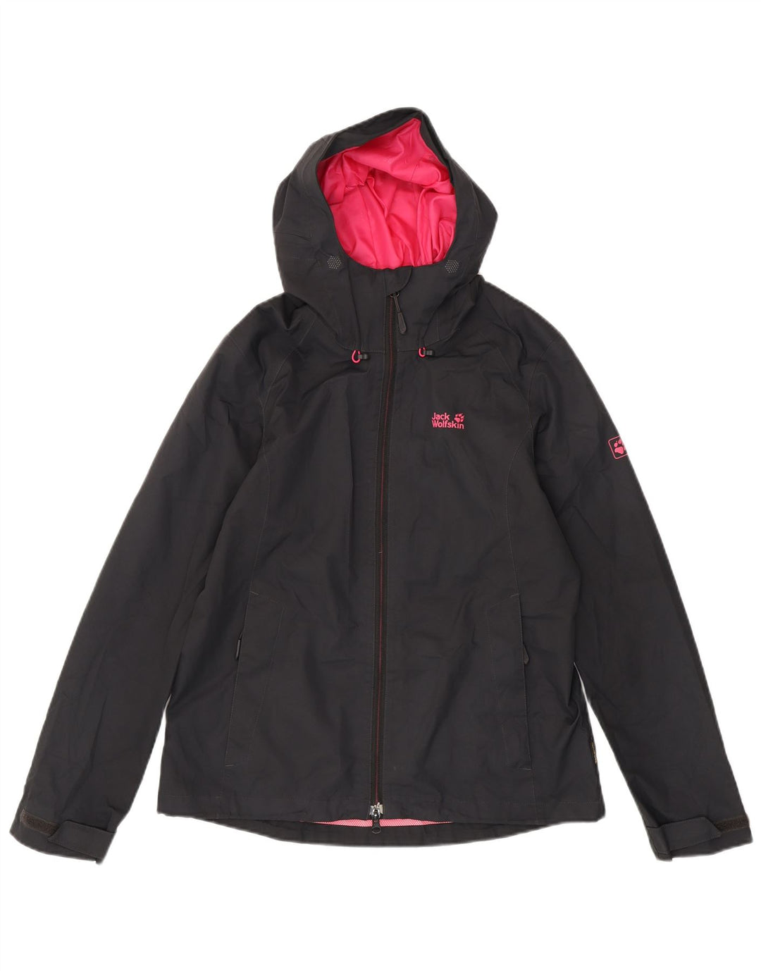 Jack Wolfskin Veste de pluie à capuche pour femme UK 12 Medium Noir Polyester