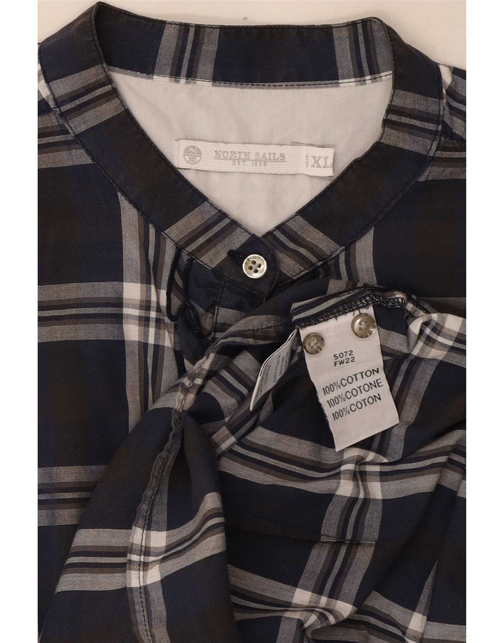 North Sails Chemise pull à volants sur le devant pour femme UK 18 XL Bleu marine à carreaux