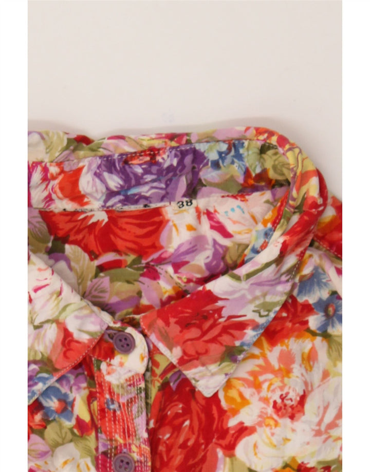 VINTAGE Womens Short Sleeve Shirt Blouse EU 38 Medium Red Floral Vintage Vintage and Second-Hand Vintage from Messina Hembry 