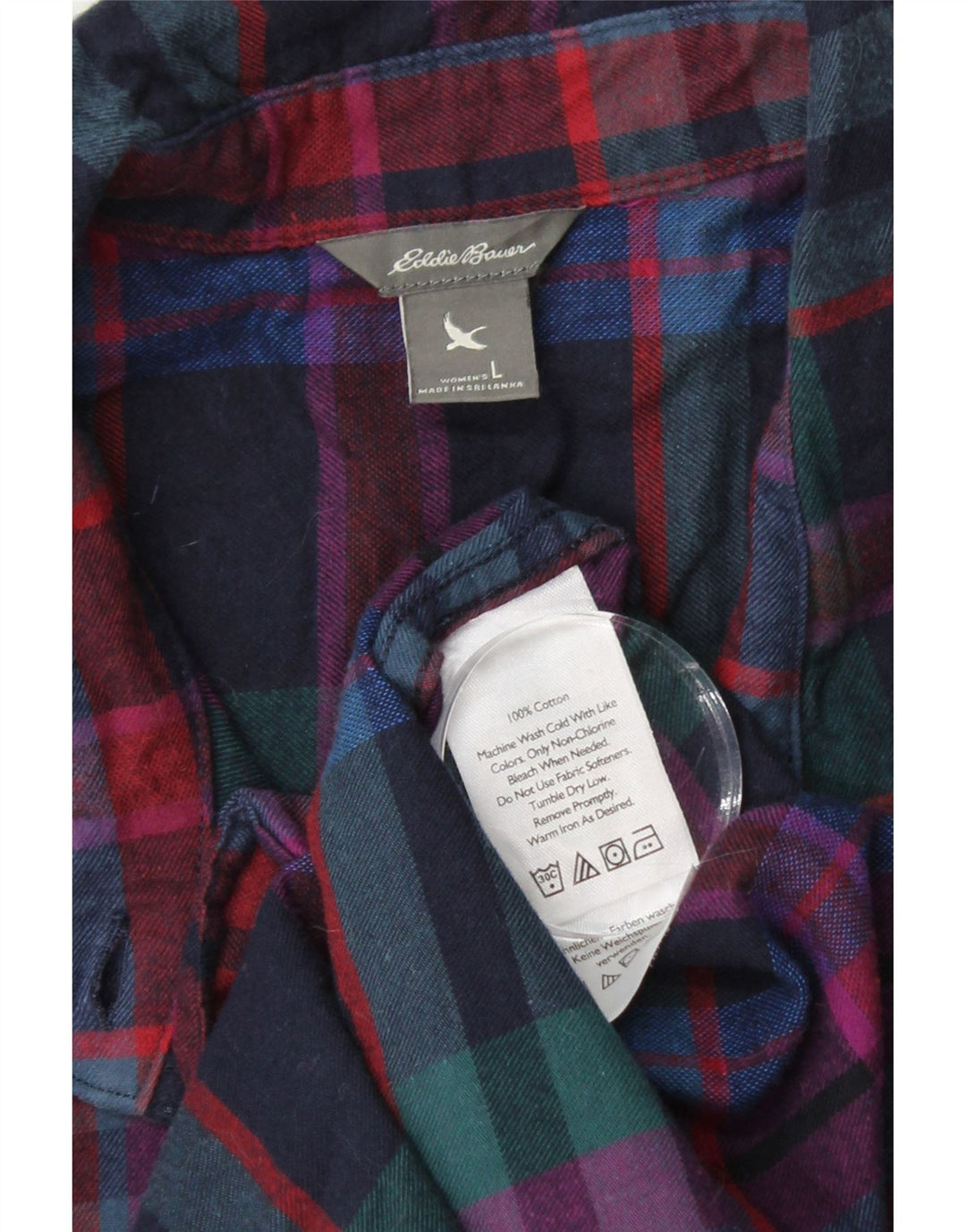 EDDIE BAUER Chemise en flanelle pour femme UK 16 Grand coton à carreaux multicolores