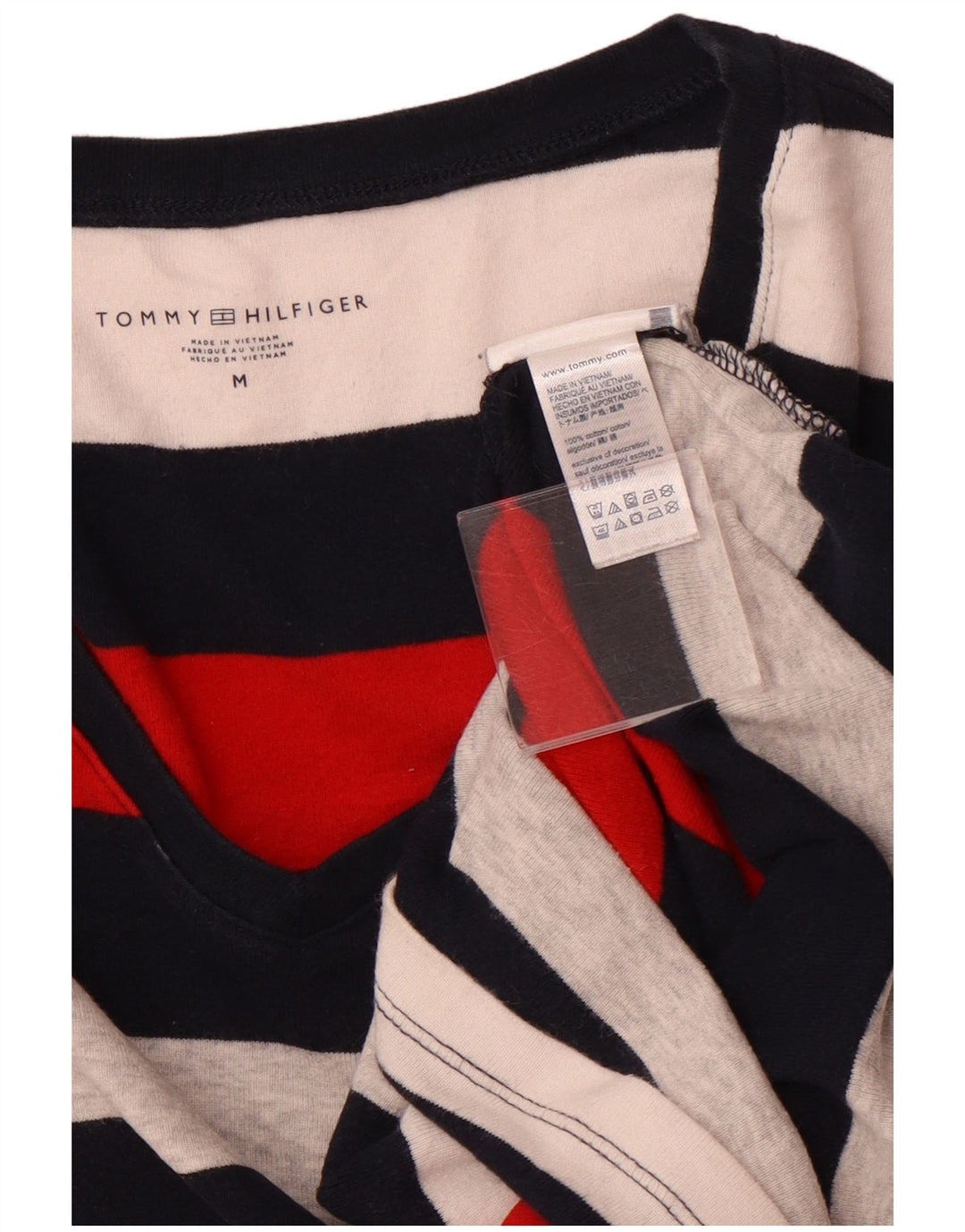 TOMMY HILFIGER Haut T-Shirt Femme UK 12 Medium Multicolore Rayé