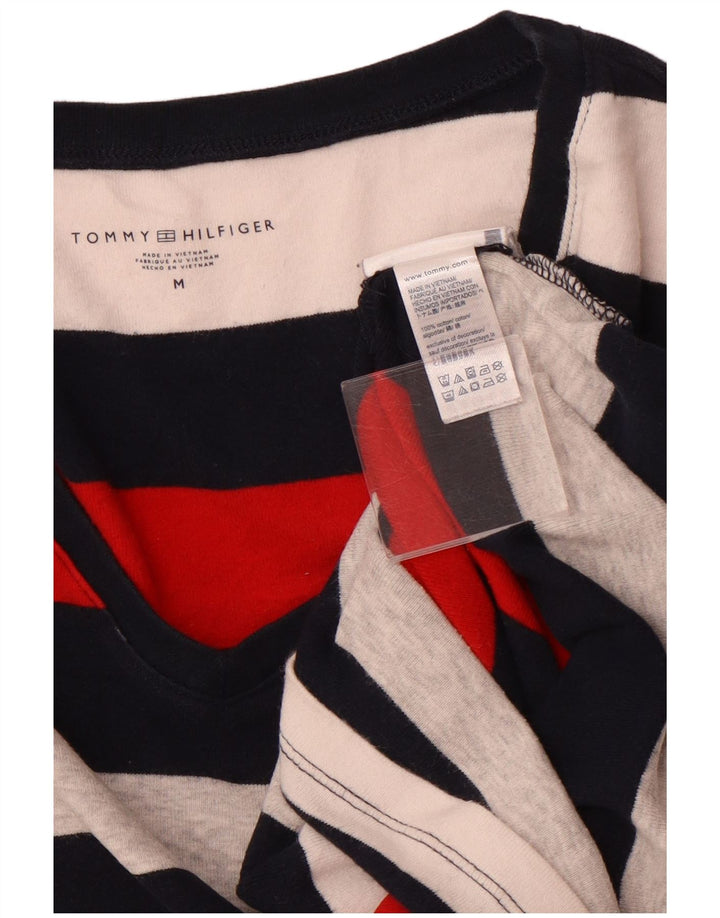TOMMY HILFIGER Haut T-Shirt Femme UK 12 Medium Multicolore Rayé