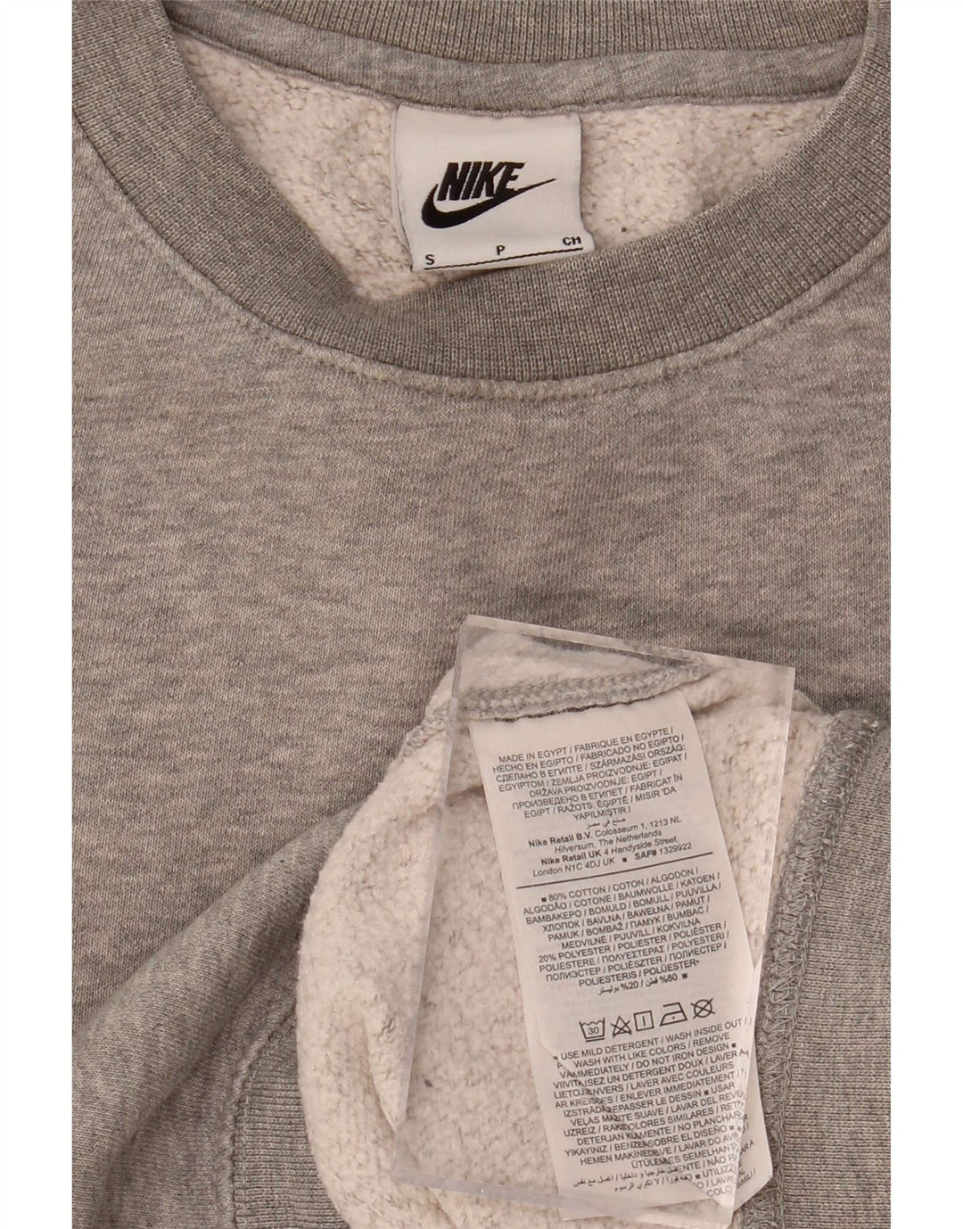 NIKE Mens Sweatshirt Jumper Small Grey Cotton Vintage Nike and Second-Hand Nike from Messina Hembry 