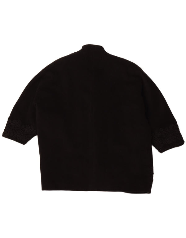 VINTAGE Veste blazer surdimensionnée à manches 3/4 pour femme IT 48 XL Noir Floral