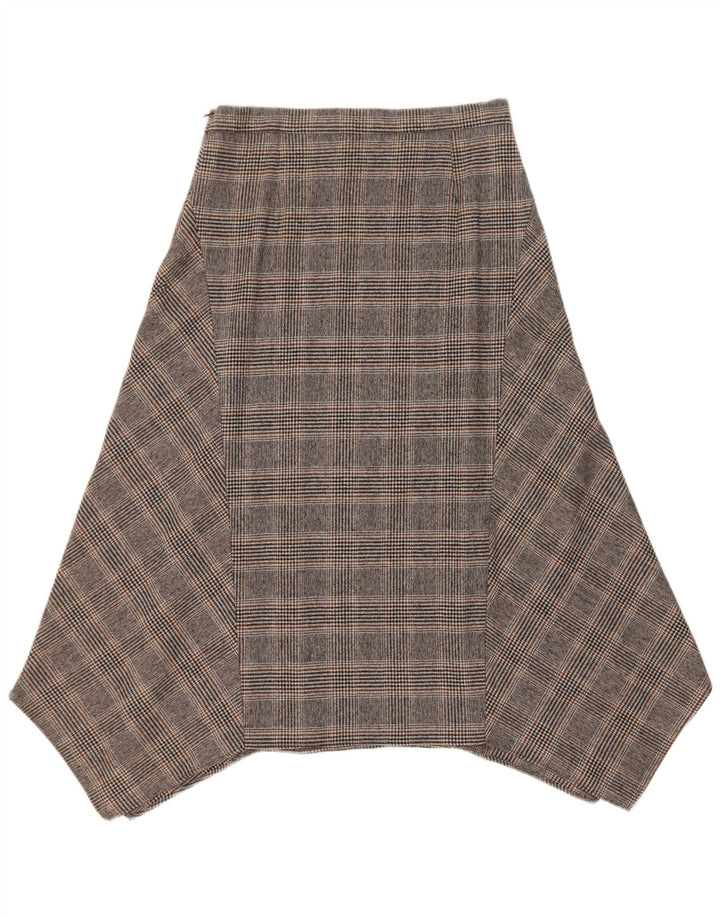 Massimo Dutti Jupe asymétrique femme EU 40 Medium W30 Gris Check Wool