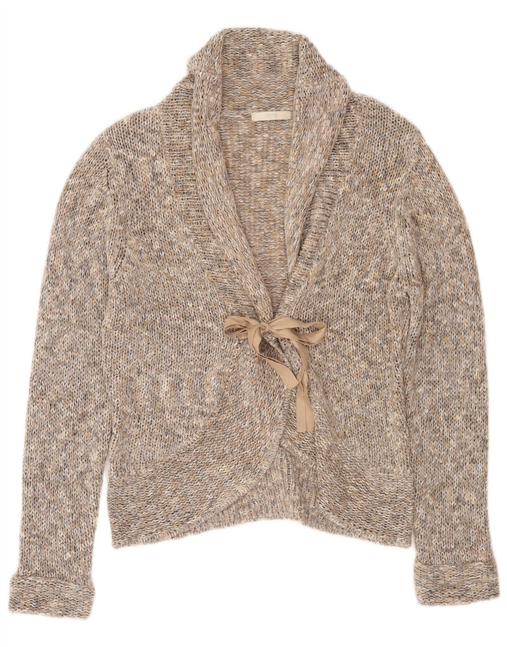 Marks & Spencer Pull cardigan à nouer sur le devant pour femme UK 14 Grand gris moucheté