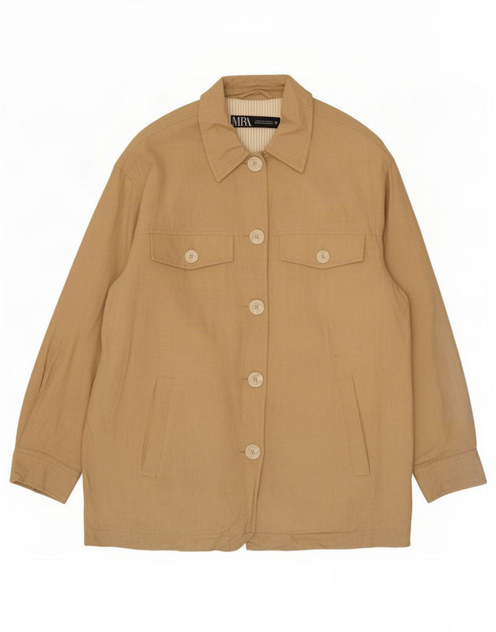 Zara Veste Bomber Oversize Femme UK 6 XS Beige Viscose