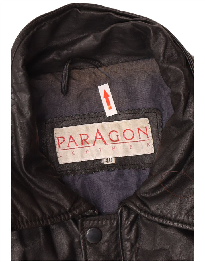 Paragon Veste en cuir militaire pour homme UK 40 Grand cuir noir