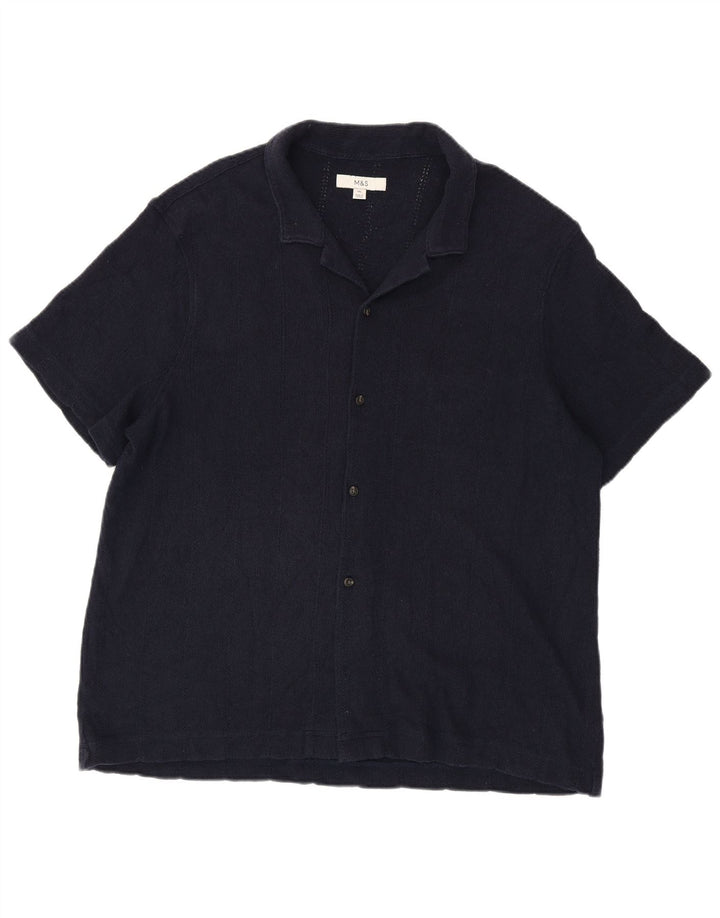 Marks & Spencer Chemise à manches courtes pour homme 2XL Bleu marine Coton