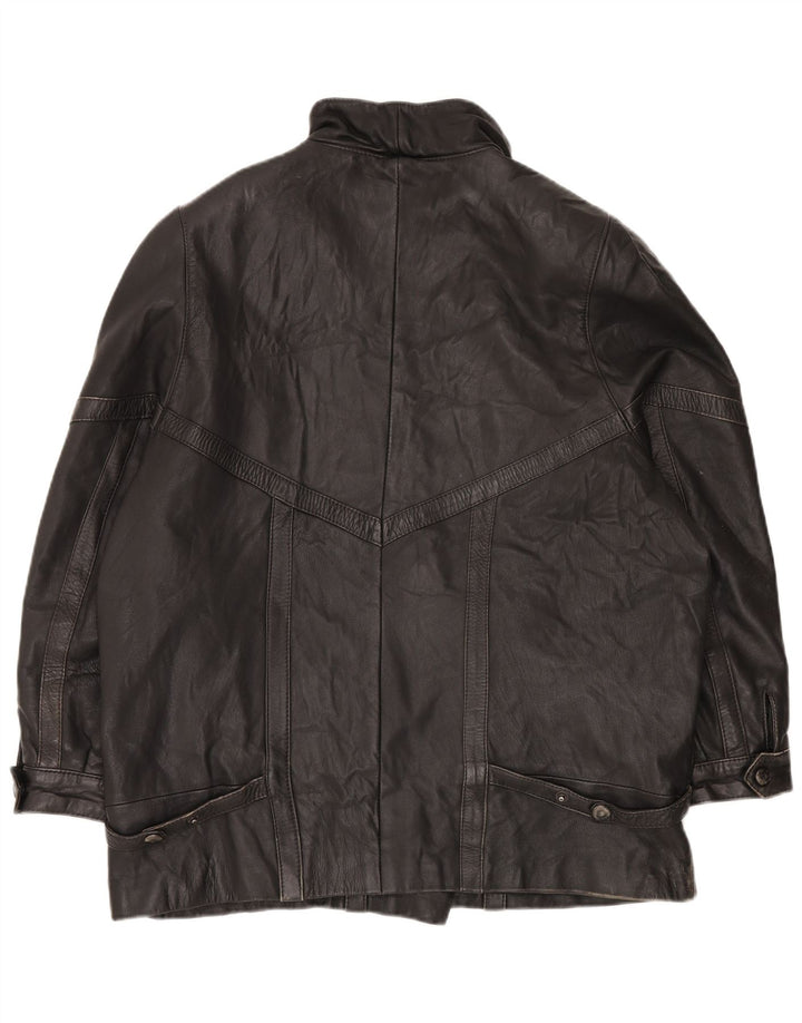 veste en cuir surdimensionnée femme vintage EU 46 XL Cuir noir