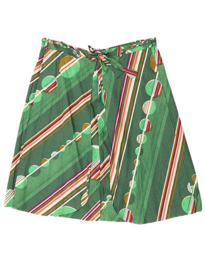vintage Femme A-Line Jupe W30 Moyen Vert Géométrique