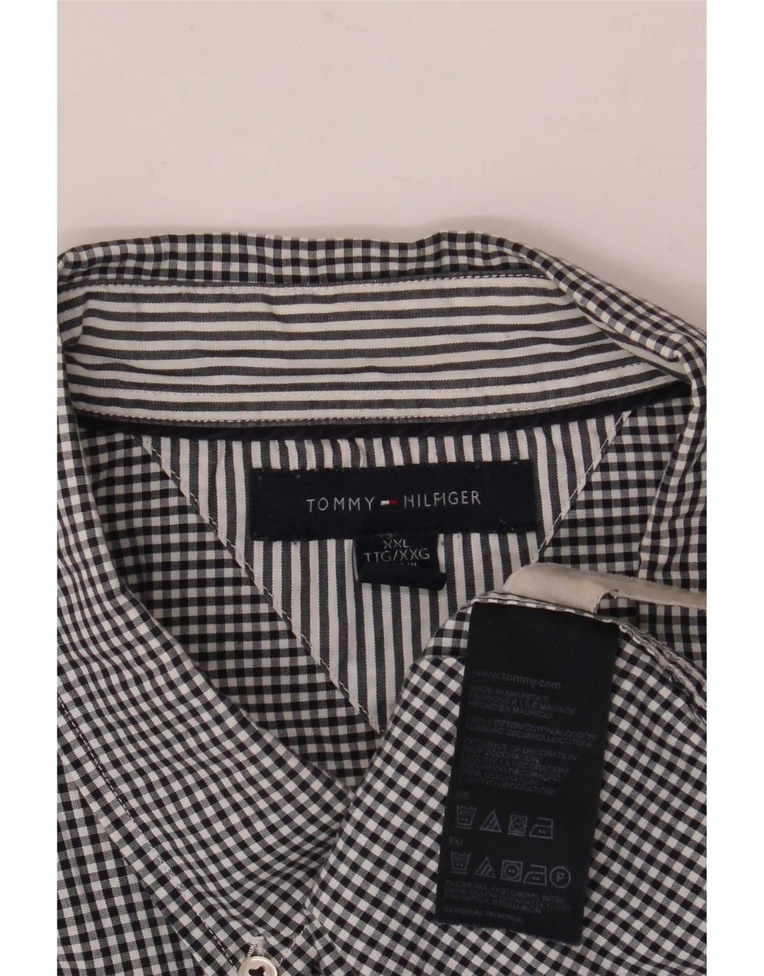 Tommy Hilfiger Chemise Homme 2XL Coton à Carreaux Noir
