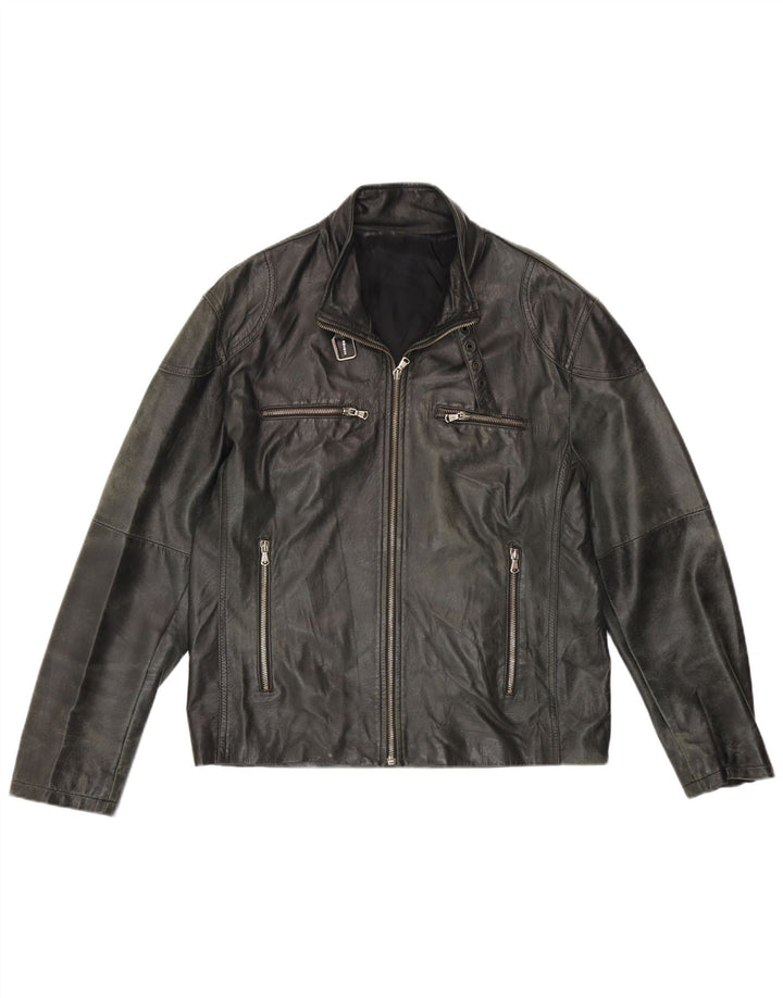 veste en cuir homme vintage IT 50 Grand cuir gris