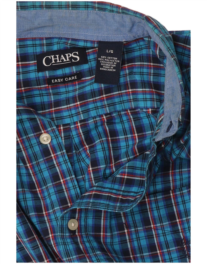 Chaps Chemise Homme Facile d'entretien Grand Carreau Bleu Coton