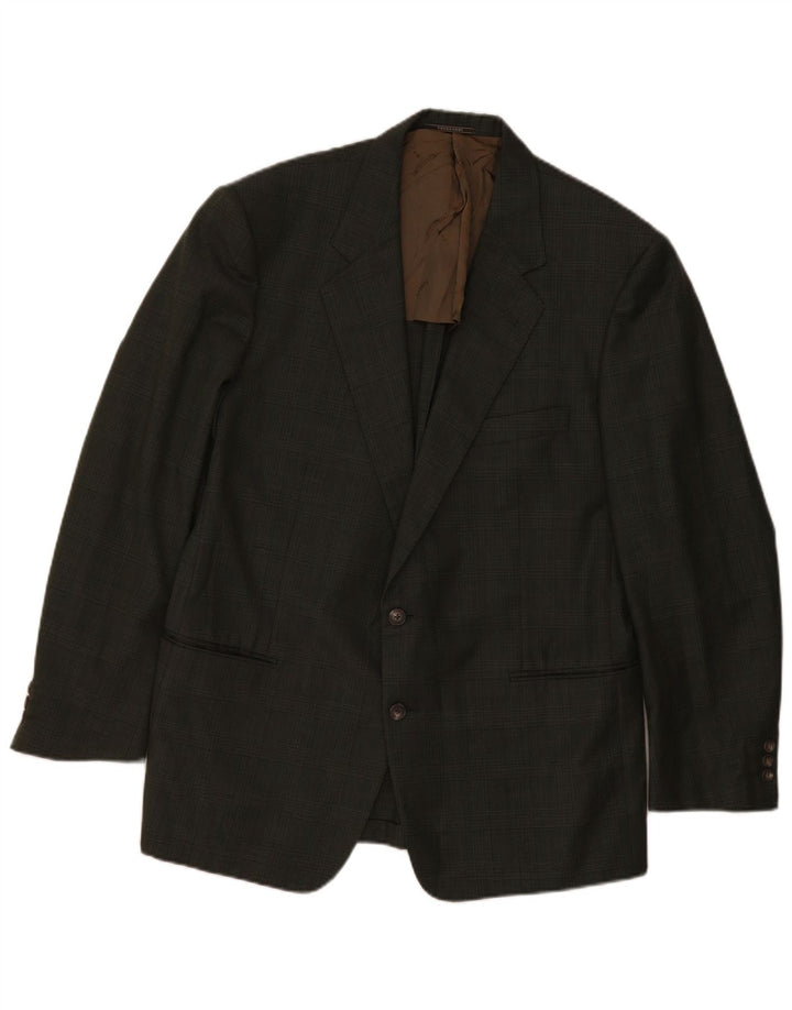 TRUSSARDI Veste Blazer 2 Boutons Homme IT 54 2XL Kaki Carreaux Laine