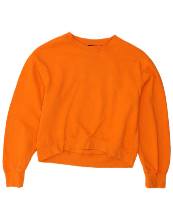 Zara Womens Crop Oversize Sweatshirt Jumper UK 10 Petit Orange Polyester